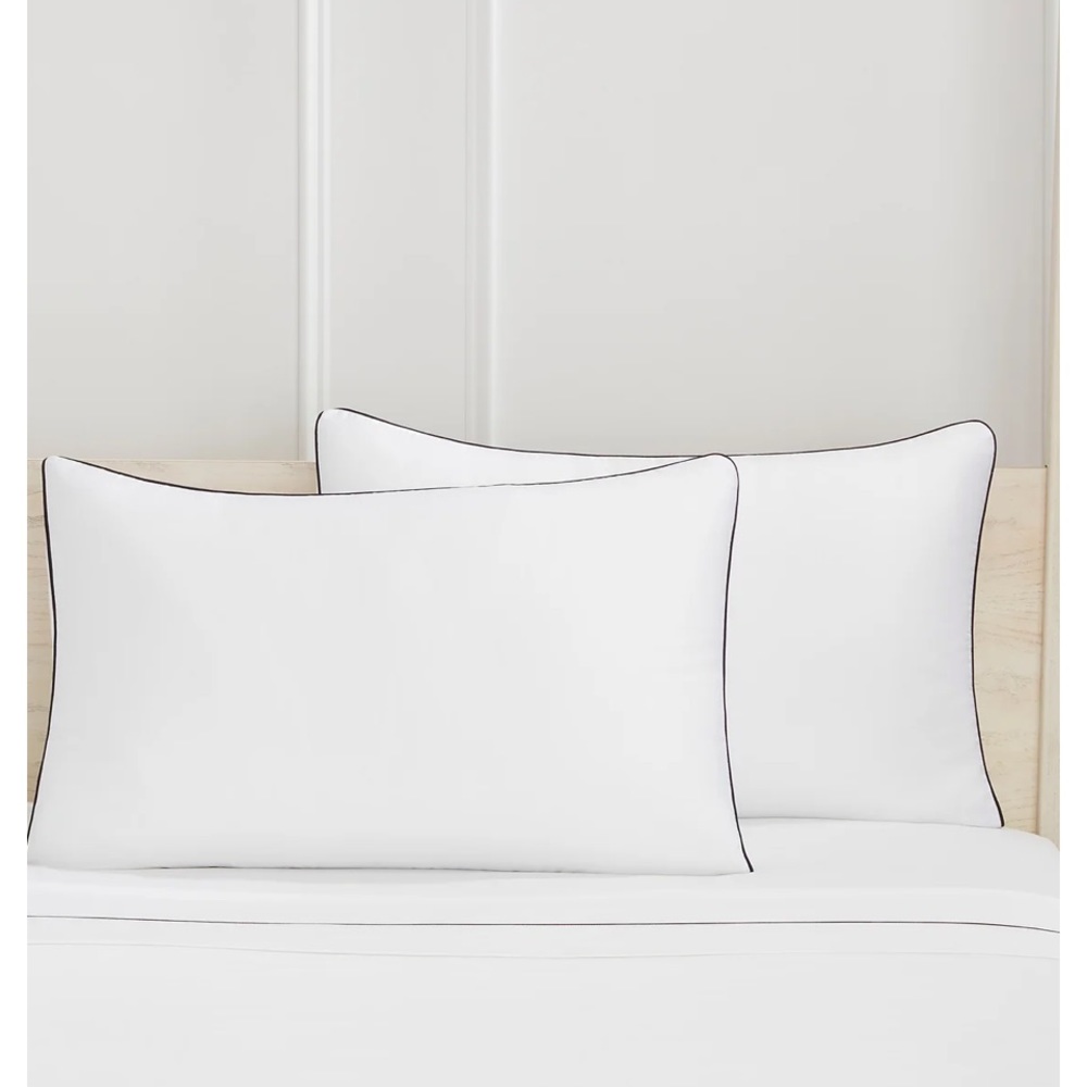 Hill House Savile Pillowcase Set- King, Black Piping. BRAND NEW!
